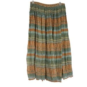 Revue Cotton Broomstick Drawstring Hippie Bohemian Pull On Maxi Skirt Size L